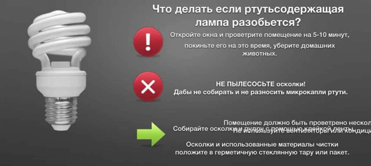 Как избежать отравления ртутью после разбития энергосберегающей лампы?